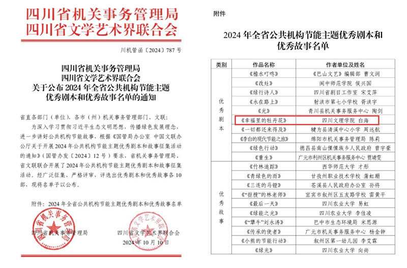 我校喜获全省公共机构节能主题优秀剧本佳绩